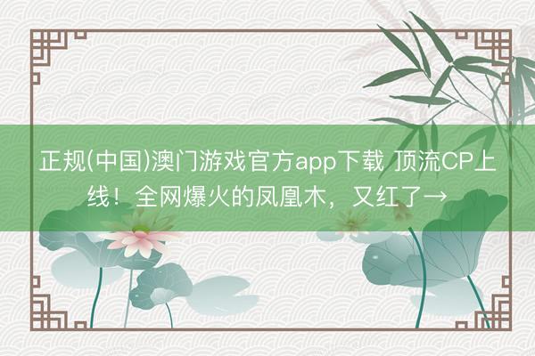 正规(中国)澳门游戏官方app下载 顶流CP上线！全网爆火的凤凰木，又红了→